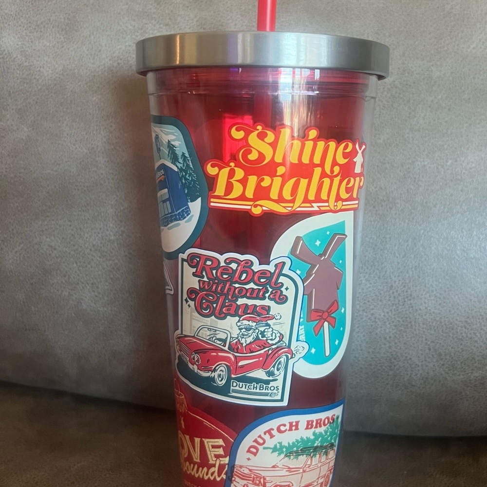 Dutch Bros Festive Red Tumbler with Stickers
